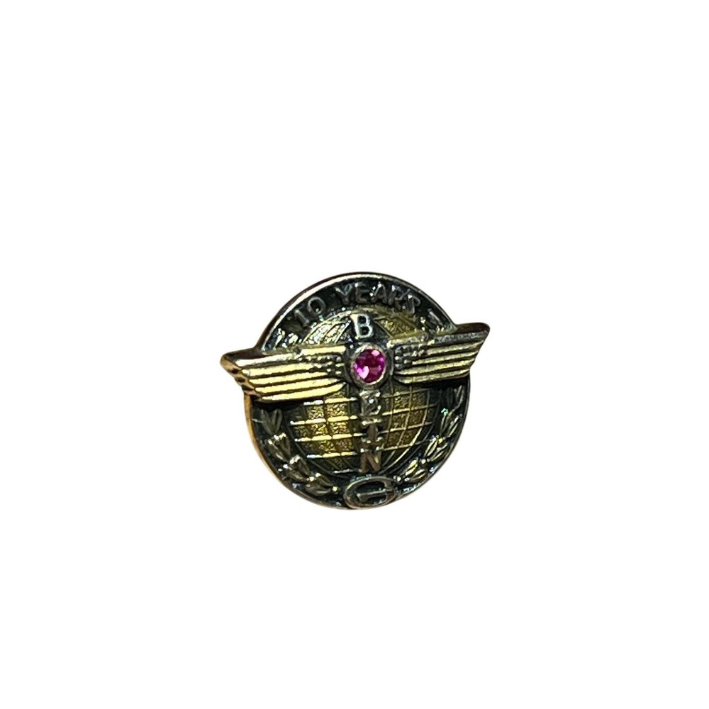 Vintage Boeing 10 Years Service Award Pin 10K Gold w/Stone 1.7 Grams - Picture 4 of 6